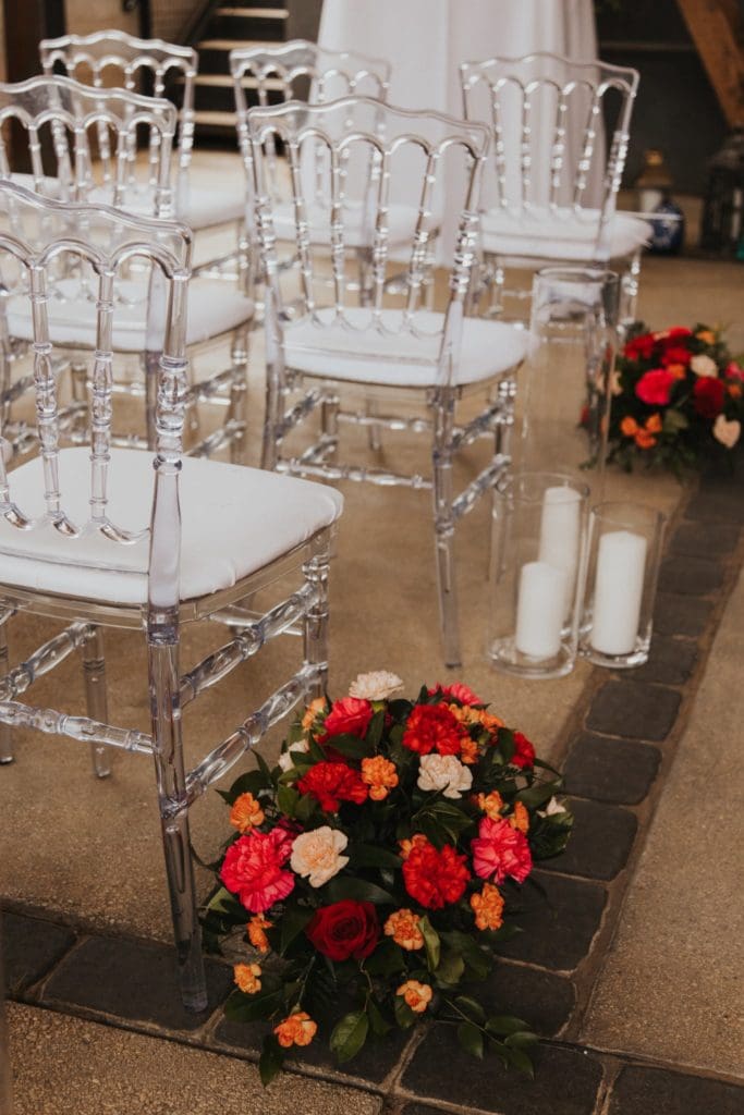 The clear Chiavari chairs were a perfect complement to the wedding decor on this special wedding day.