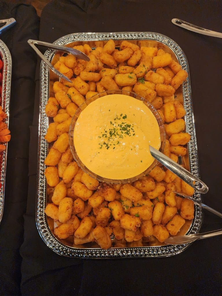 Gouda Cheese and Macaroni Bites Appetizer Platter at Wedding Venue
