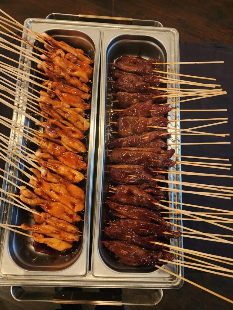 Chicken and Beef Satay Appetizer at Wedding Venue